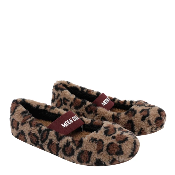 Brown Shearling Flat Ballets Moon Boot