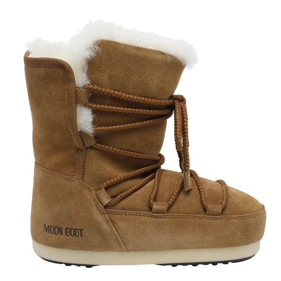 Stivaletti marroni in pelle e shearling