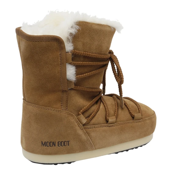 Stivaletti marroni in pelle e shearling Moon Boot