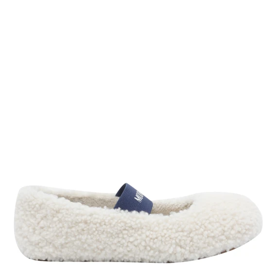 Slipper basse in shearling bianco avorio Moon Boot