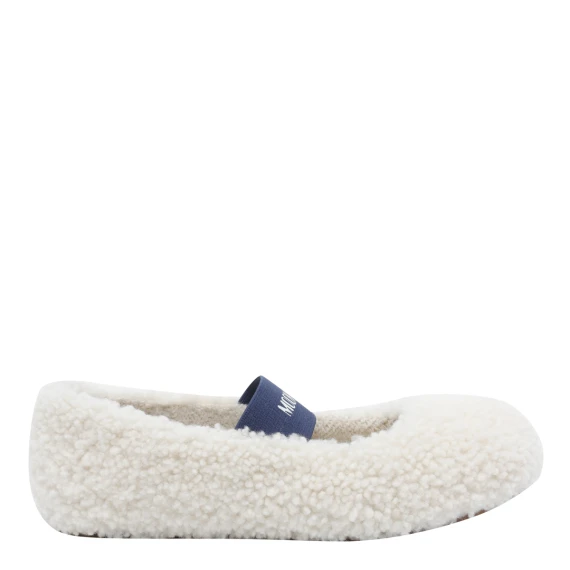 Slipper basse in shearling bianco avorio Moon Boot
