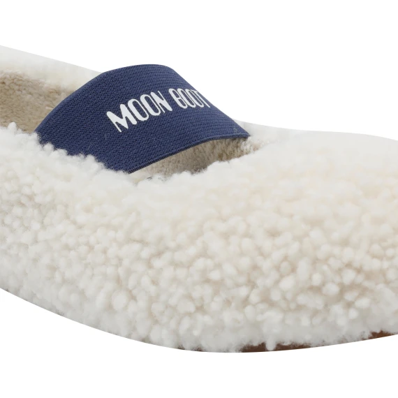 Slipper basse in shearling bianco avorio Moon Boot