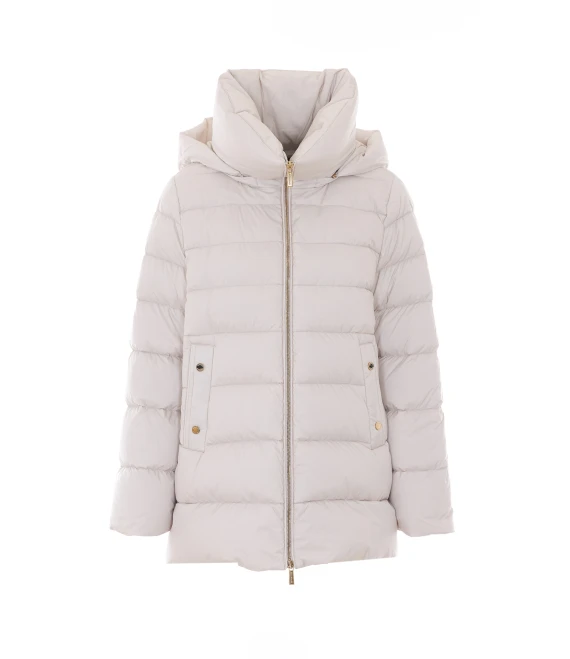 Giacca imbottita bianca con cappuccio Moorer
