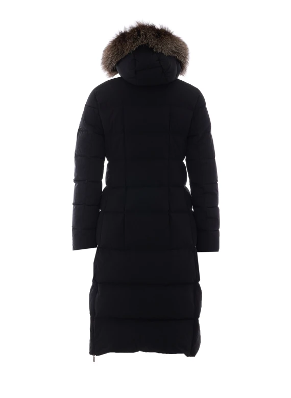 Black Zagara Padded Parka with Frontal Zip Closure