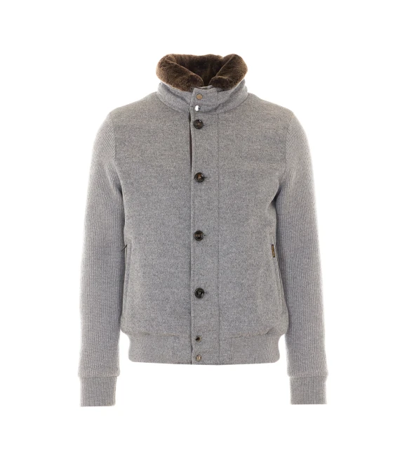 Giacca grigia in lana e cashmere