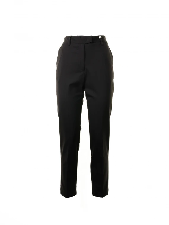 High-waisted black chino pants
