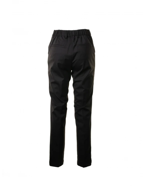 High-waisted black chino pants