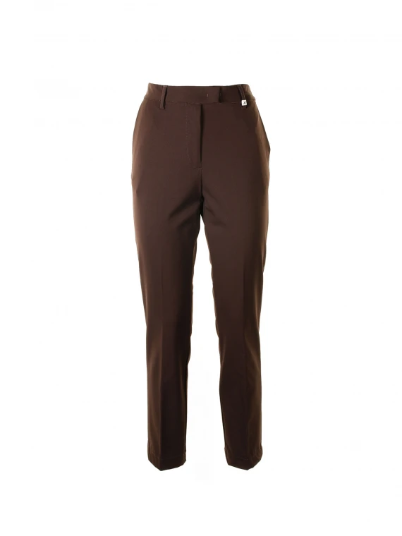 High-waisted brown chino pants