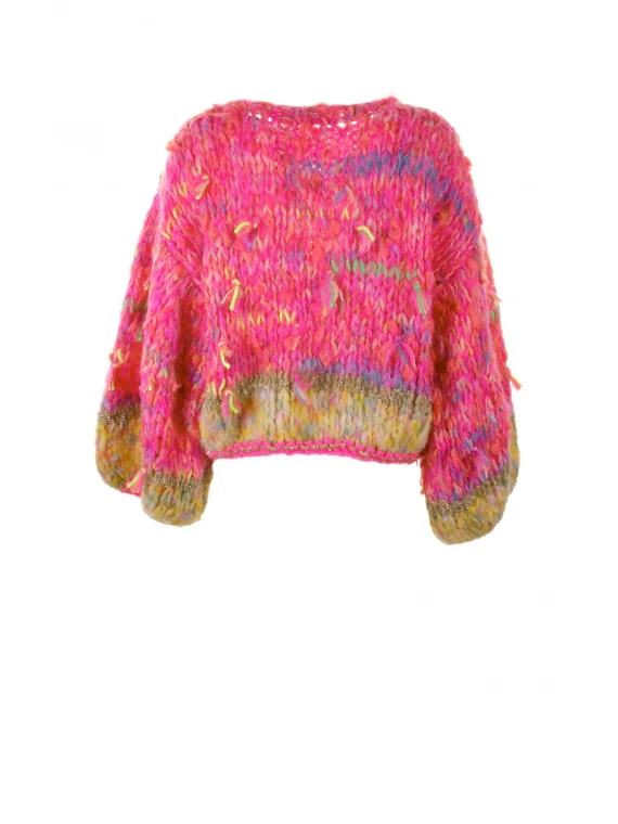 Sweater Thora hand knitted with multicolored yarns