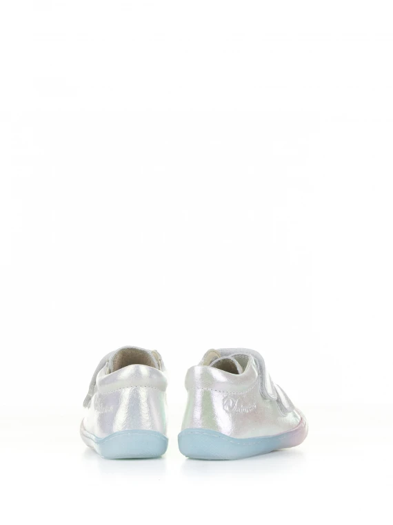 Silver leather first steps shoes