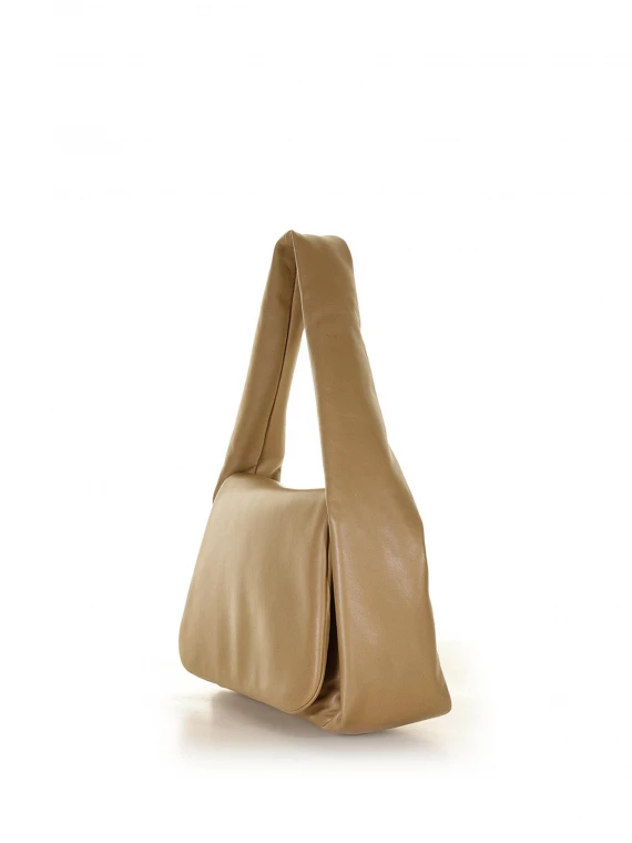 Brown nappa shoulder bag