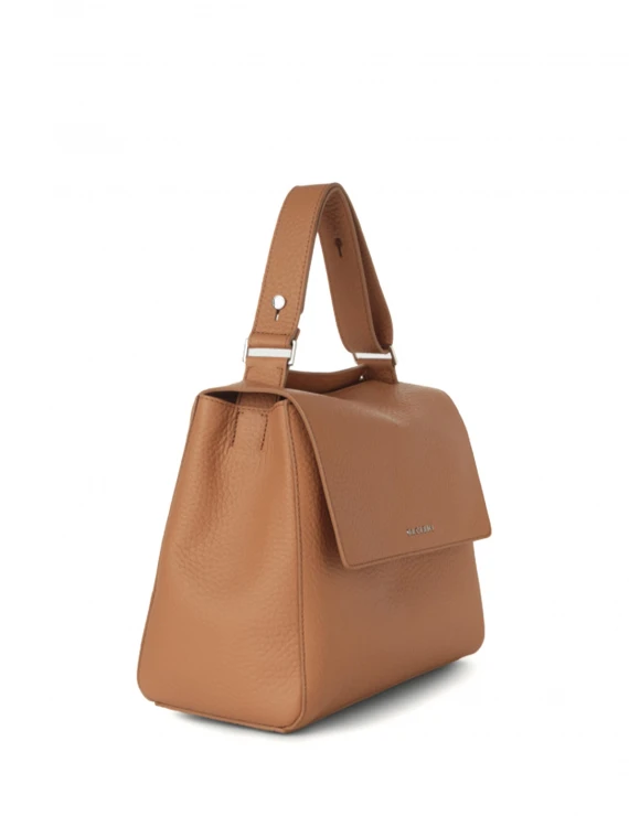 Sveva Soft Medium almond leather bag with shoulder strap