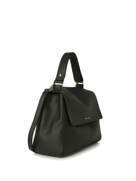 Borsa Sveva Media black in leather with shoulder strap