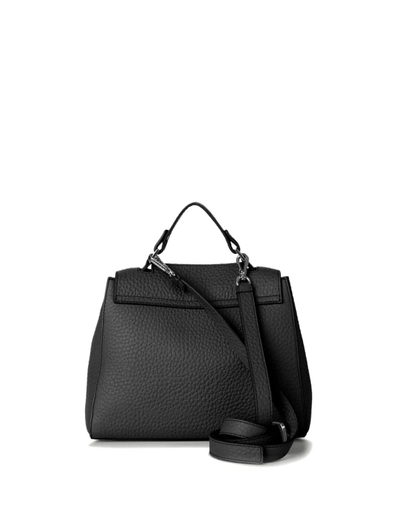 Sveva S black leather shoulder bag with shoulder strap