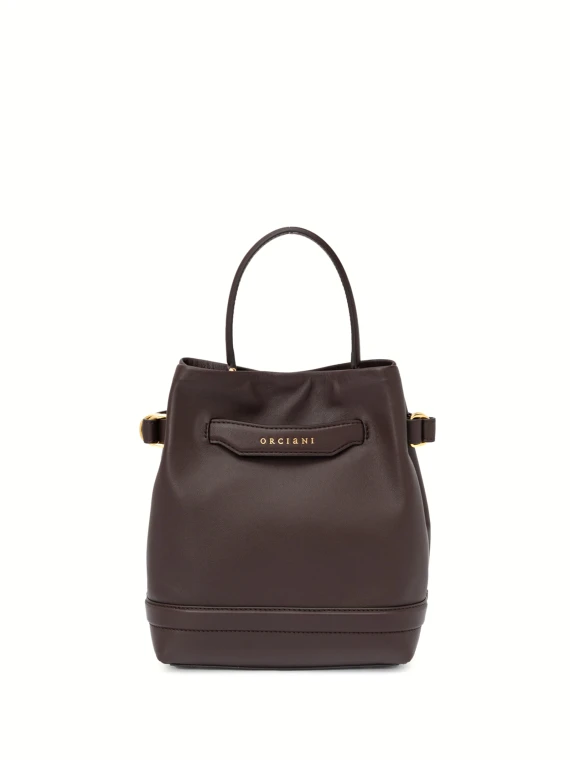 Becky Choco Leather Bucket Bag