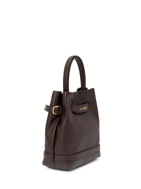 Becky Choco Leather Bucket Bag