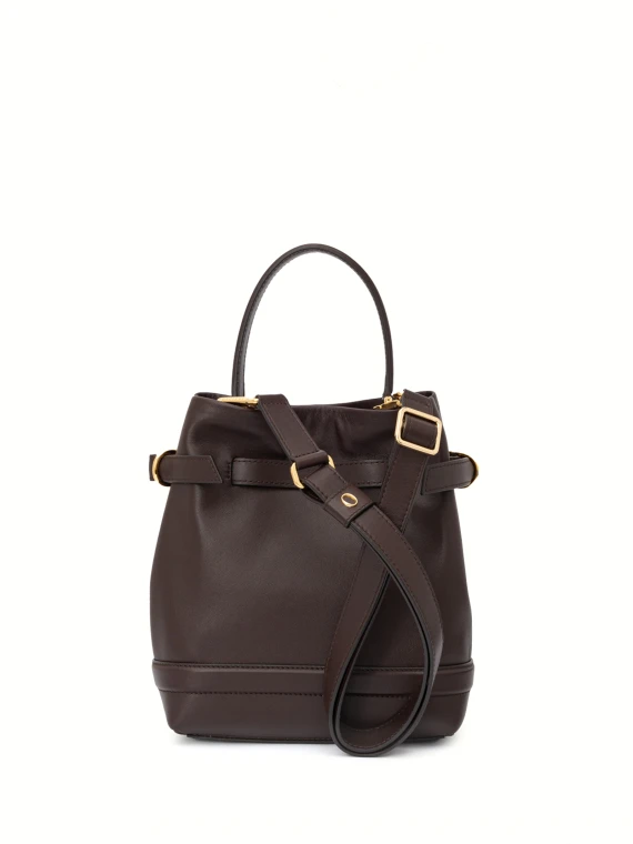 Becky Choco Leather Bucket Bag