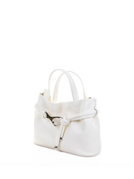 Shopper a spalla Dory S bianca in pelle