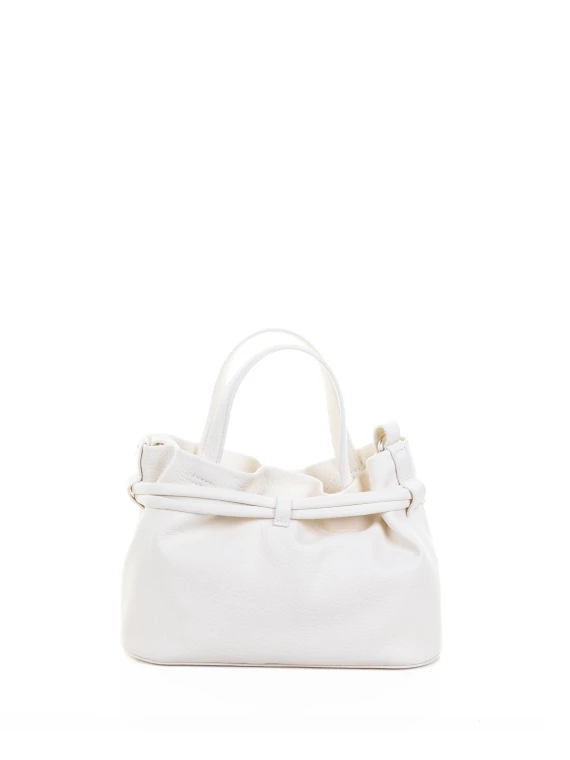 Shopper a spalla Dory S bianca in pelle