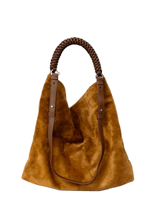 Suede Shoulder Bag with Strap