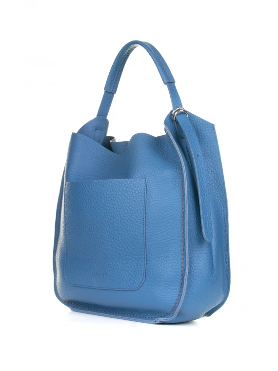 Tote bag in pelle color jeans