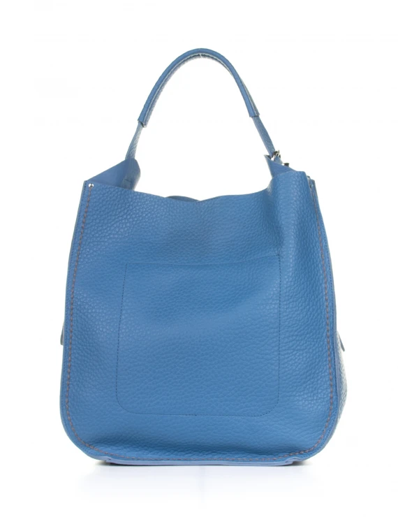 Tote bag in pelle color jeans