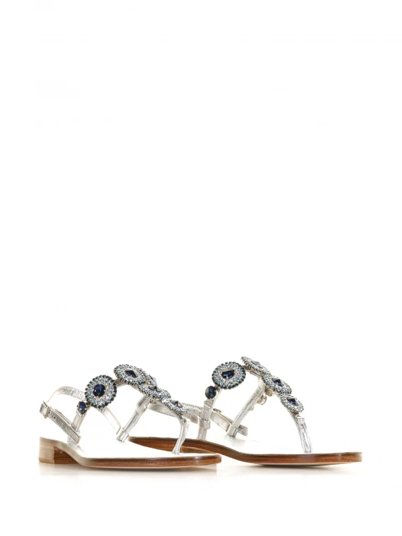 Flip flop sandal with rhinestones