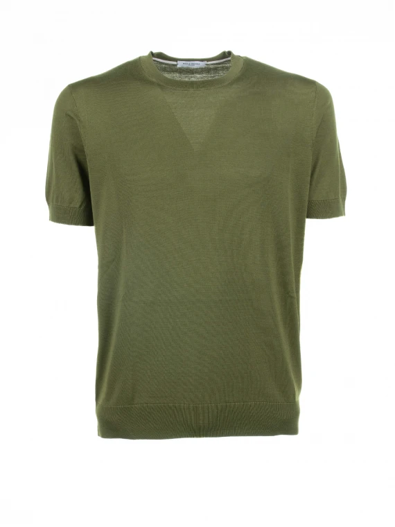 Green cotton and silk t-shirt