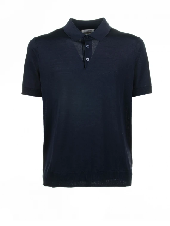Blue polo shirt with short sleeves