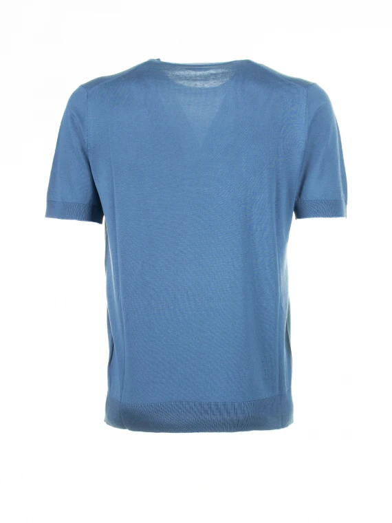 Light blue cotton and silk T-shirt