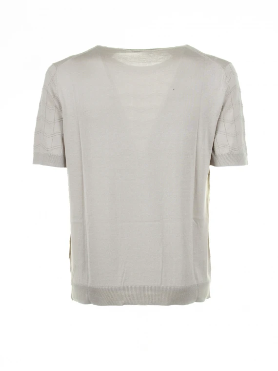 Beige cotton and silk T-shirt