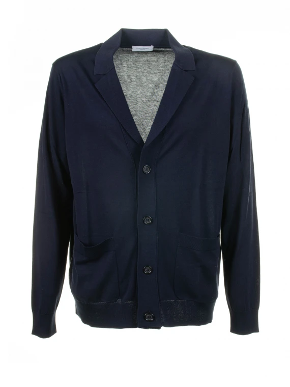 Blue cardigan with pockets and buttons