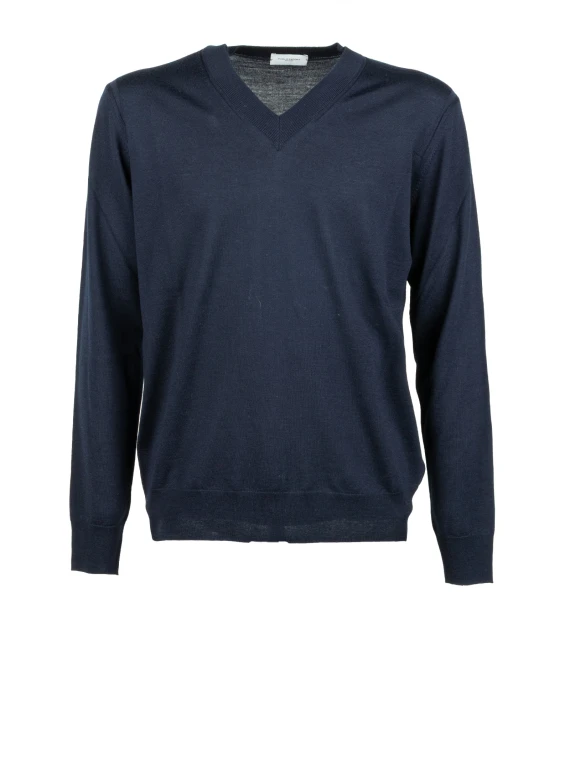 Maglia scollo a V blu uomo
