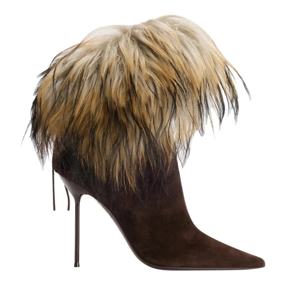 Stivaletti Lidia in pelle scamosciata marrone con pelliccia Paris Texas