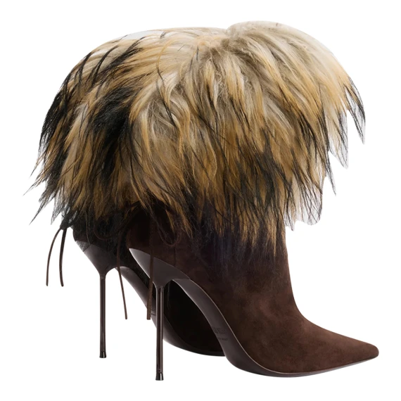 Lidia dark brown suede and fur ankle boots Paris Texas