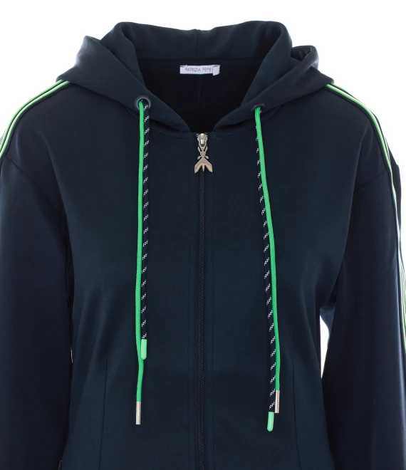 Abito felpa con cappuccio blu scuro con zip PATRIZIA PEPE