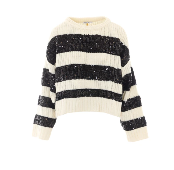 Maglia girocollo bianca e nera