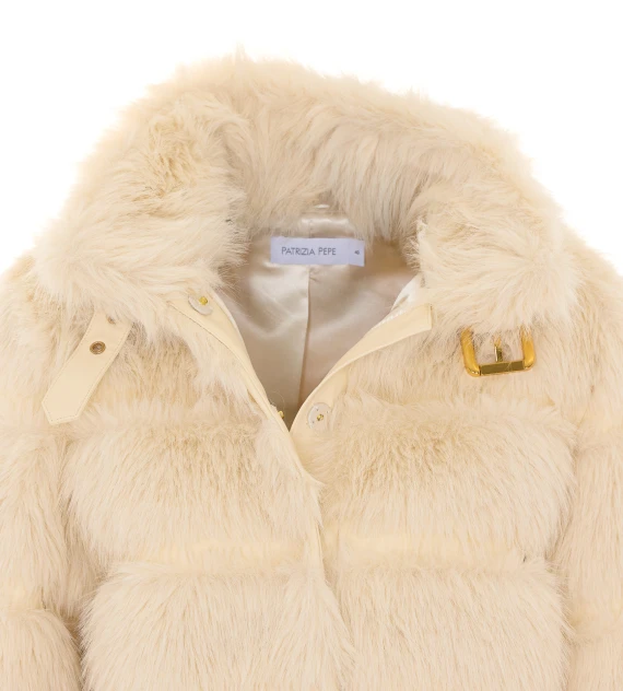 Cream faux fur jacket PATRIZIA PEPE