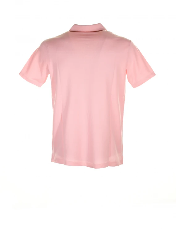 Pink short-sleeved polo shirt with logo