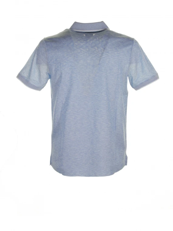 Light blue short-sleeved polo shirt in cotton
