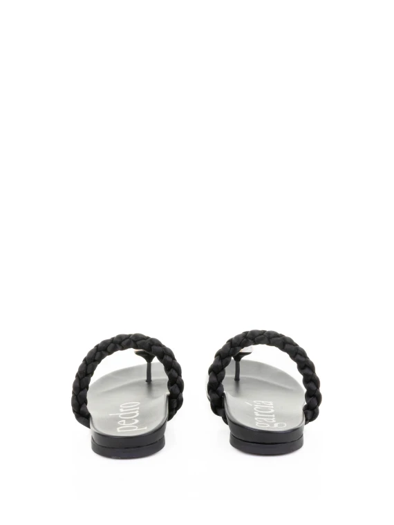 Black nappa flip flops