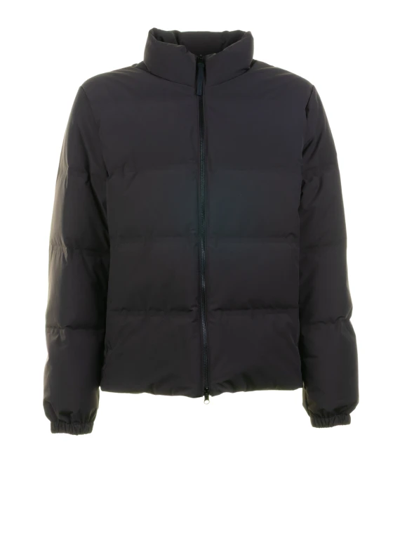 Piumino corto marrone con zip e colletto