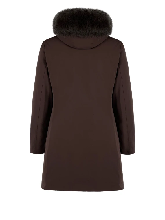 Dark brown coat with fur collar People of Shibuya