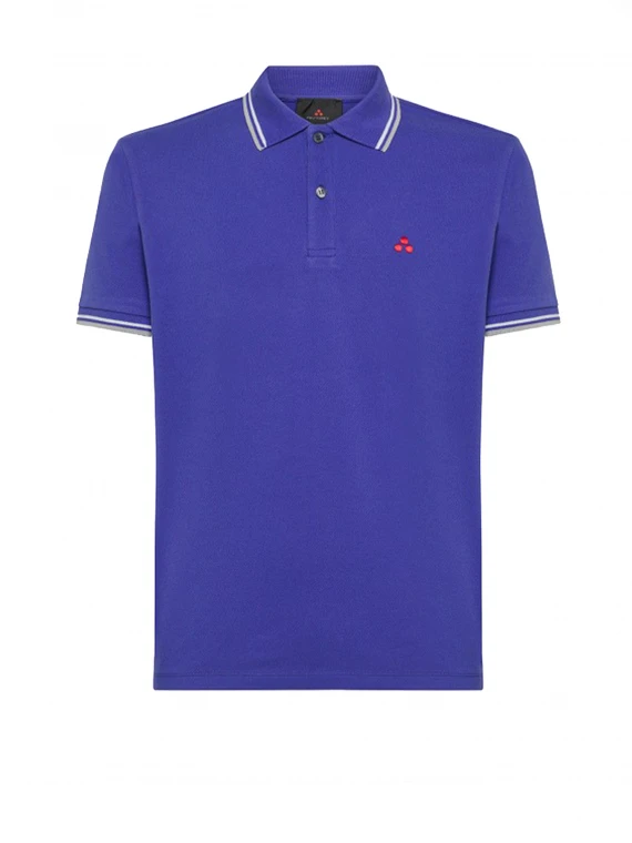 Blue short-sleeved polo shirt