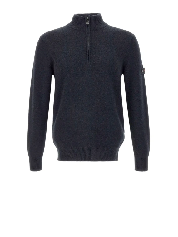 Half-Zip Yak Wool Sweater Blue Peuterey