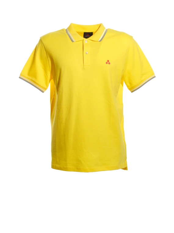 Yellow polo shirt with contrasting logo
