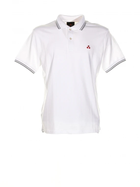 White polo shirt with contrasting logo