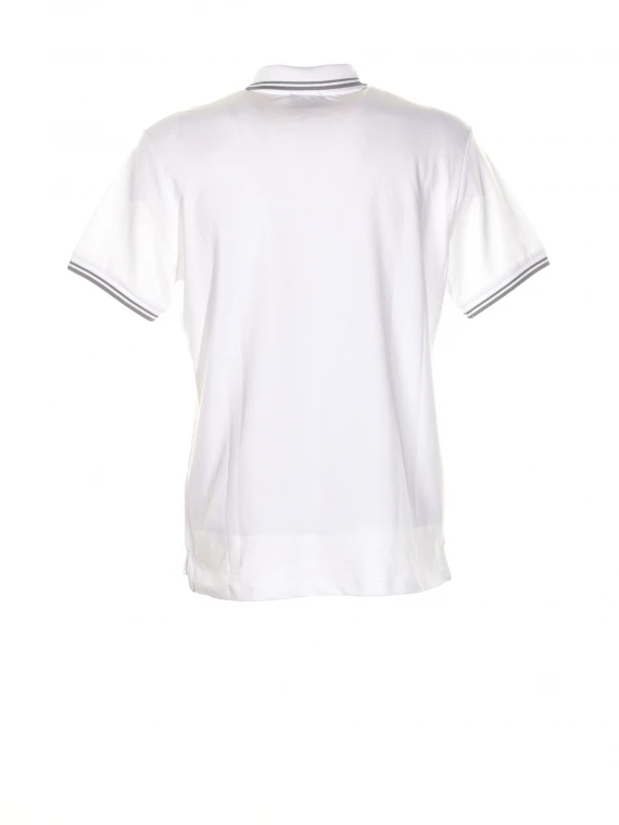 White polo shirt with contrasting logo