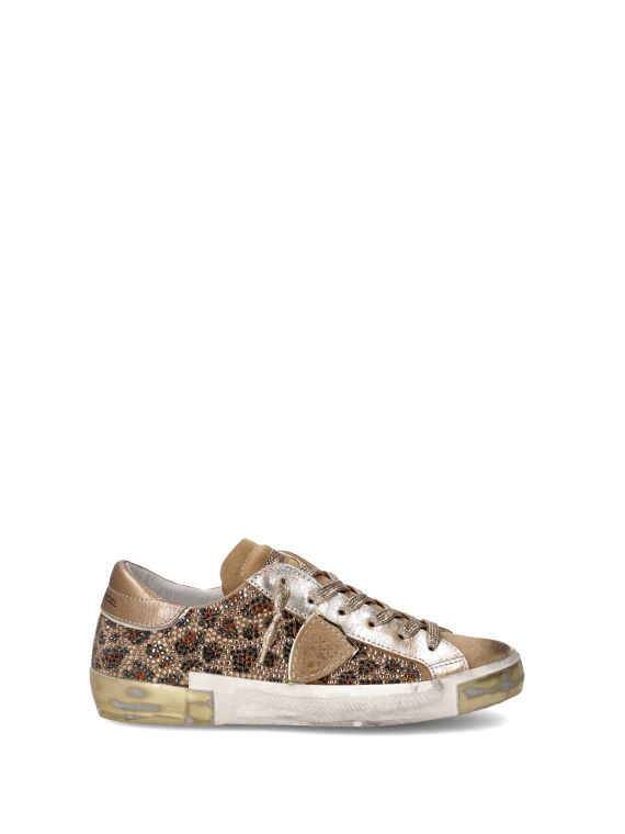 Sneaker donna PRSX low gold leopardata