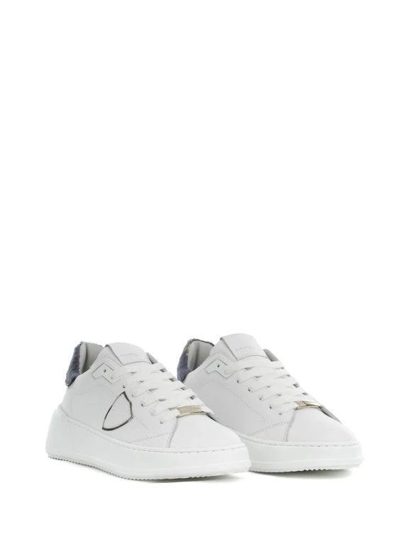 Sneaker Tres Temple low bianca donna con tallone a contrasto